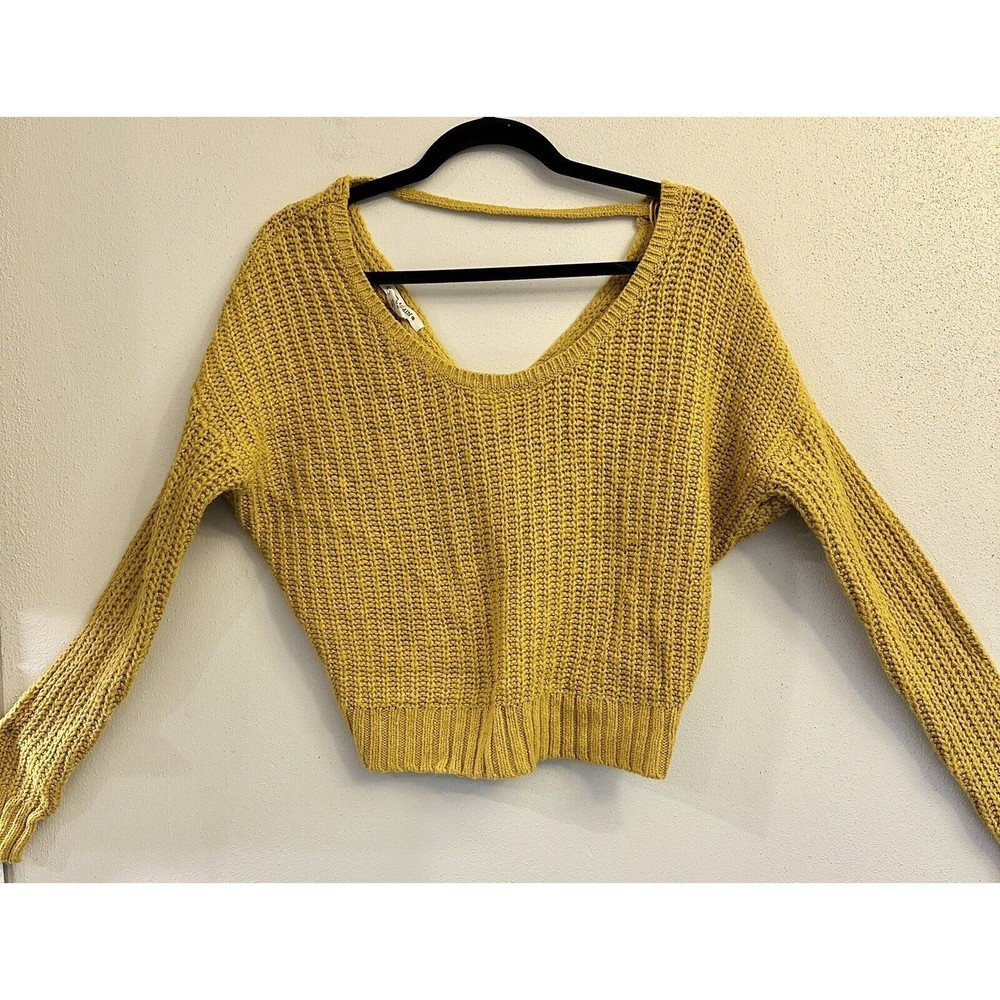 Yet Again Women's Mustard Yellow Long Sleeve Pullover Sweater - Size XS